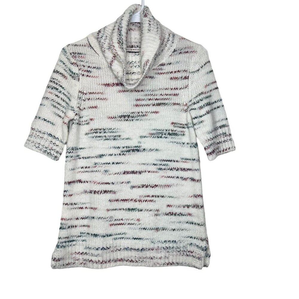 Etcetera‎ Sweater S Wool Blend Knit Cowl Neck Short Sleeve Pullover Size Small